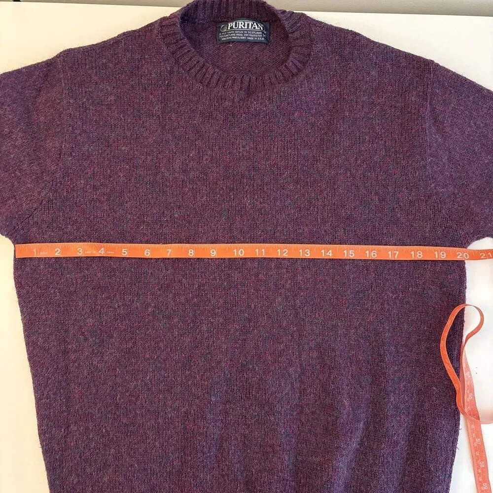 VTG Puritan Shetland Wool Sweater Mens M Purple Navy Marled Scotland Grandpa